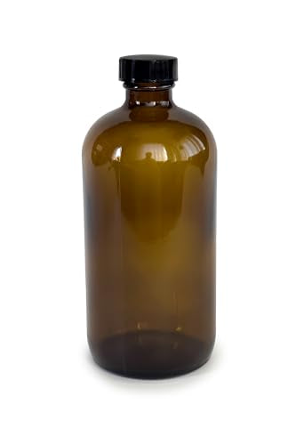 Vivaplex, 2, Amber, 16 oz Glass Bottles, with Lids
