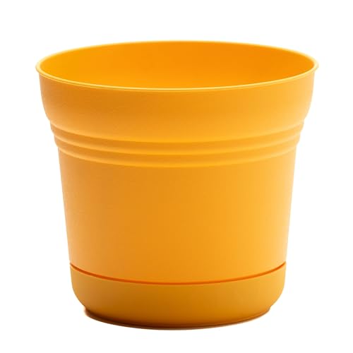 Bloem Saturn Planter w/Saucer (SP1023), Earthy Yellow, 10" - color: Earthy Yellow, size: 10"