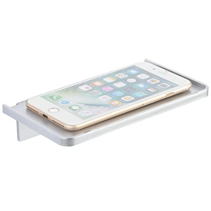 Stick-on Wall Shelf - Small Wall Mounted Adhesive Clear Acrylic Shelf Phone Holder Shelves Wipes Rack for Bathroom,Kitchen,Toilet,Office - Silver (A Set of Screws Included) - color: Silver