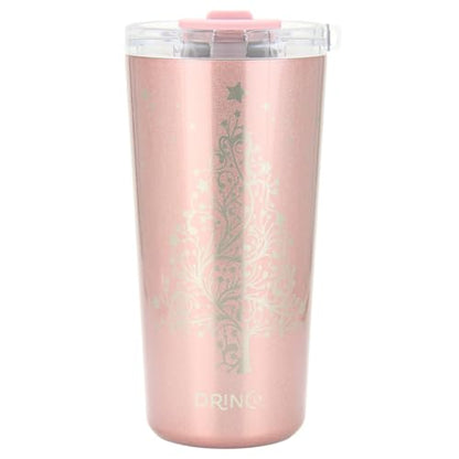 Drinco - 20 oz Stainless Steel Tumbler | Double Walled Vacuum Insulated Mug With Lid, 2 Straws, For Hot & Cold Drinks (20oz Bling Rose Gold (Noel)) - color: 20oz Bling Rose Gold (Noel)