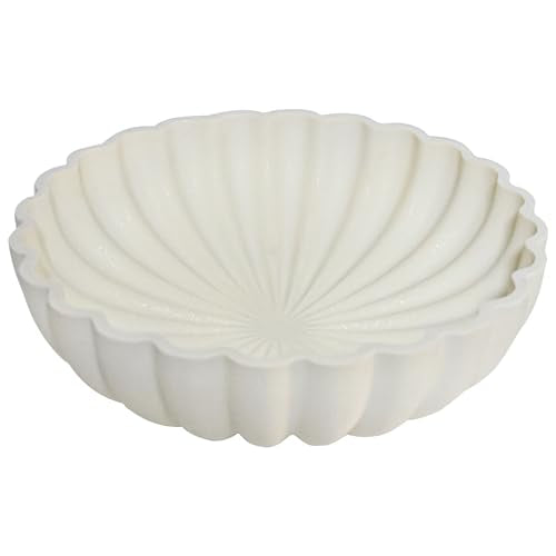 L'ARL GMVOI Large Decorative Bowl - Modern Handicraft Bowls for Home Decor - Fruit Bowl for Kitchen Counter - Key Bowl for Entryway Table - Ruffle Centerpiece Bowl Decor,Artificial Stone White - color: Cream White