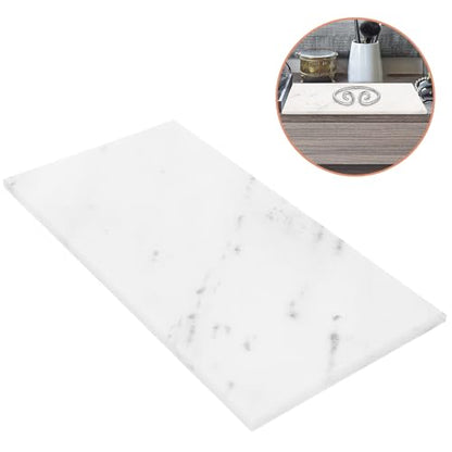 Healeved Natural Marble Vanity Tray 30x15cm, Rectangle Countertop Storage Plate for Bathroom Decor, Cosmetic Organizer and Key Holder Gray White Marbling
