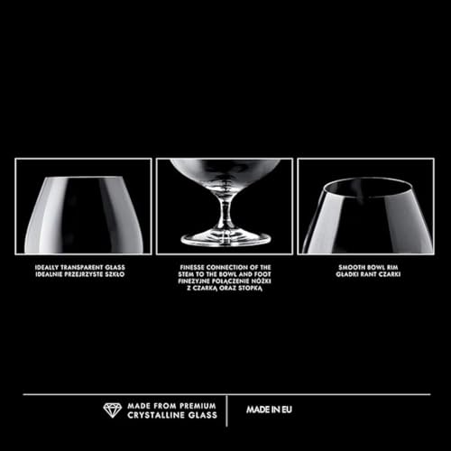 Krosno Cognac Glasses Set of 6, 18.6 oz, Harmony Collection | Drinking Glasses, Brandy Tasting Glass, Whiskey, Bourbon, Rum, Liqueur, Lead-Free Crystal, Elegant Glassware, Dishwasher Safe - style: Cognac 18.6 oz (Set of 6)