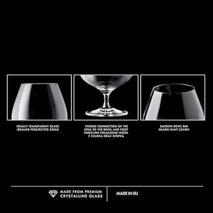 Krosno Cognac Glasses Set of 6, 18.6 oz, Harmony Collection | Drinking Glasses, Brandy Tasting Glass, Whiskey, Bourbon, Rum, Liqueur, Lead-Free Crystal, Elegant Glassware, Dishwasher Safe - style: Cognac 18.6 oz (Set of 6)