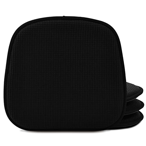 Shinnwa Dining Chair Cushions 4 Pack, Non Slip Indoor Chair Pads, U-Shaped Kitchen Seat Cushions, Set of 4, 15 x 16 Inches, Black - color: Black