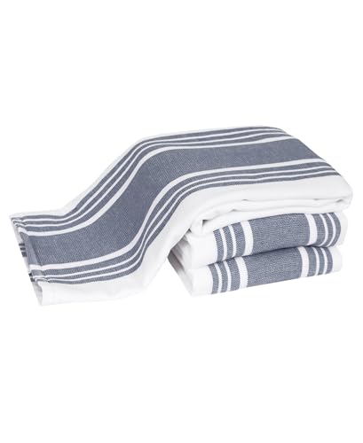 All-Clad Dual-Purpose Kitchen Towels: Highly Absorbent, Super Soft Long Lasting - 100% Cotton, 17"x30" Dish Towels for Cleaning & Drying Dishes, Pans, Glassware, or Countertops, (3-Pack), Indigo - color: Indigo
