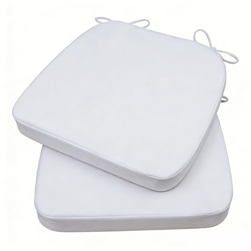 GIBZ Outdoor Chair Cushions 17"x16"x2" with Ties Set of 2 White | Waterproof Chairs Cushion U-Shaped Seat Pads Washable Casual for Yard Lawn Patio - color: White