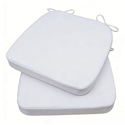 GIBZ Outdoor Chair Cushions 17"x16"x2" with Ties Set of 2 White | Waterproof Chairs Cushion U-Shaped Seat Pads Washable Casual for Yard Lawn Patio - color: White