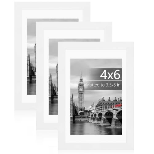 Fixwal 4x6 Picture Frame Set of 3 with Plastic Cover, PVC, White | Shatter Resistant Plastic Cover, Thin Border and Light Weight，Wall or Tabletop Decor - color: White, size: 4x6