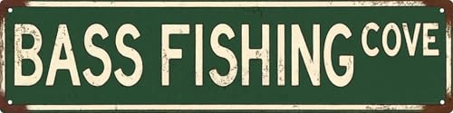 Bass Fishing Metal Sign 4x16 Inch Wall Decor for Home Bar for Man Cave & More Durable Metal Art for Sports Enthusiasts - color: Bass Fishing