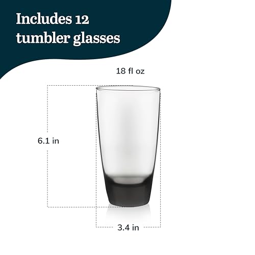 Libbey Classic Smoke Tumbler Glasses, Classy, Timeless Drinkware Set of 12, 18 Oz, Dishwasher Safe Drinking Cooler Glasses for Special Occasions - color: Classic Tumbler Smoke (18 oz), size: 18 Ounces