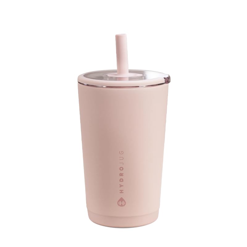 HydroJug Everyday Tumbler 14 oz, Ceramic-Lined Straw Cup, Dusty Rose - color: Dusty Rose, size: 14 Ounces