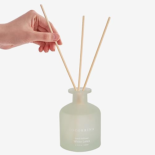 Reed Diffuser - White Lotus 6.76oz Diffuser with Sticks Home Fragrance Essential Oil Reed Diffuser for Home Bedroom Bathroom Shelf Decor Office Decor (Summer Collection)