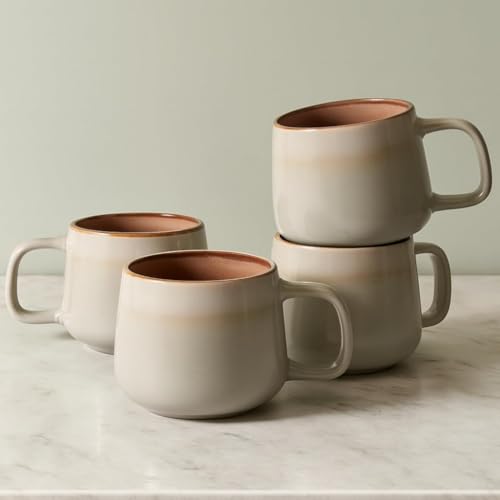 Ava Nord Small Stoneware Ceramic Coffee Mugs Set of 4 | 6 oz | Sage Ash | Lead-Free, Non-Toxic, Freezer - Microwave & Dishwasher Safe, Comfortable Handle, Aesthetic Nordic Design for Cappuccino - color: Sage Ash, size: 6 Oz