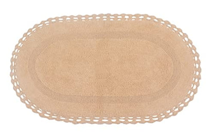 Home Weavers Hampton Crochet Reversible Bathmat 100% Cotton Bathroom Rugs Set, Washable Rug, Extra Soft and Absorbent Bath Rug, Kitchen Mat, Bath Mat Set, Mat Non Slip, 24"x40" Rectangle, Linen - color: Linen, size: 2' x 3'4" (Oval)