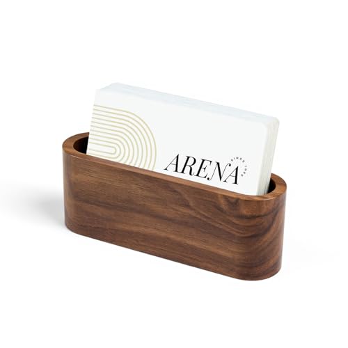 Business Card Holder for Desk, Minimalist Office Wooden Organizer | Professional Card Display for Stylish Office, Tabletop & Home Decor, Smooth Card Stand Walnut Wooden Holder - color: Elongated