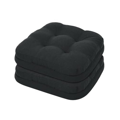 baibu Set of 2 Dining Chair Cushions, Dual-Layer Patent Design Memory Foam Kitchen Chair Cushions, Non-Slip Seat Pads with Ties, 16.5 x 16.5 x 3.5in, 2 Pack, Pure Black - color: Black, size: 2 Count (Pack of 1)