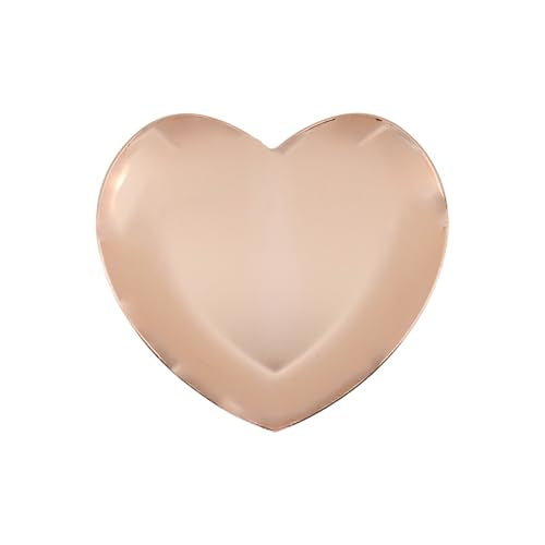 Dnyta 2Pcs Stainless Steel Decorative Tray, Decor Jewelry Dish for Dresser | Decor Makeup Serving Trays for Dresser Cosmetics Keys Watch Wallet Trinket (Small, Heart Shape, Rose Gold) - style: Heart-shaped rose gold style (2pcs)