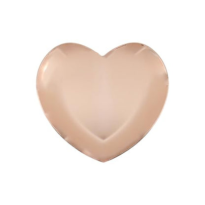Dnyta 2Pcs Stainless Steel Decorative Tray, Decor Jewelry Dish for Dresser | Decor Makeup Serving Trays for Dresser Cosmetics Keys Watch Wallet Trinket (Small, Heart Shape, Rose Gold) - style: Heart-shaped rose gold style (2pcs)