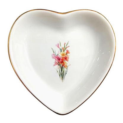 August Gladiolus Flower Ring Dish-Floral Jewelry Dish for Hippie,Nature,Pace-January Flower for Mom,Mother-in-law,Step Mom,Godmother,Aunt,Grandma,Sister,Friend-Virgo Birthday Gifts - style: 8 - August (Gladiolus)