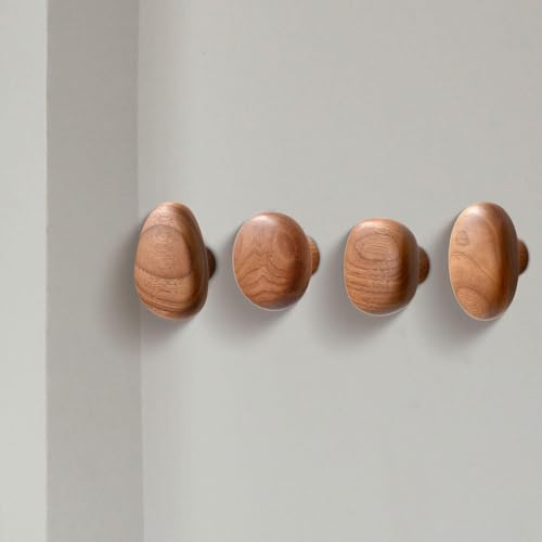 4Pcs, Wood Wall Mounted Coat Hooks Wooden Coat Hooks Coat Racks Wood Cabinet Knobs Wall Hooks for Scarf, Bag,Hat,Bedroom,Home