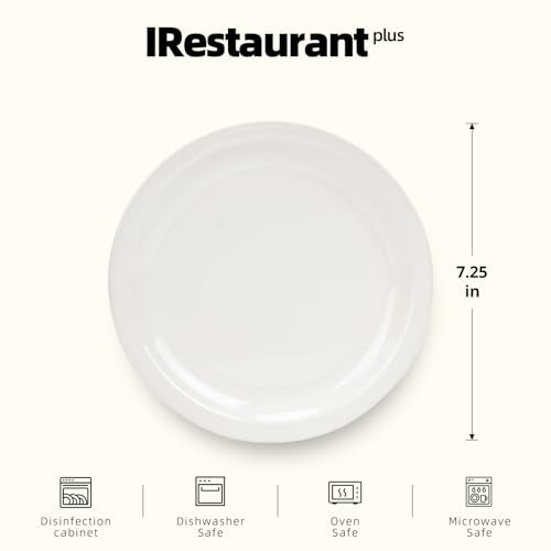 Stoneware Narrow Rim Commercial Grade Dinnerware, America White, Plate 7.25", Case of 36 - color: America White, size: Plate 7.25"