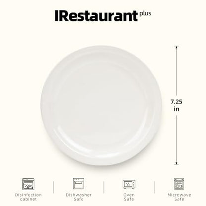 Stoneware Narrow Rim Commercial Grade Dinnerware, America White, Plate 7.25", Case of 36 - color: America White, size: Plate 7.25"