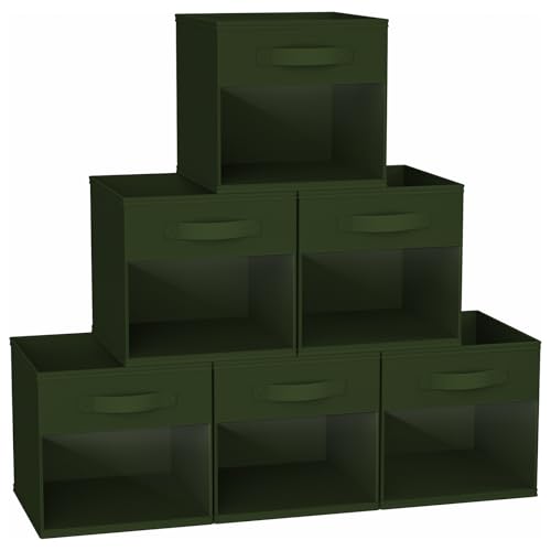 DIMJ Cube Bins, 12.2-Inch Storage Bins Cubes with Window, 6 Packs Collapsible Storage Bins with Handles, Closet Storage Baskets for Organizing Living Room, Office, 6 Pack,Green - color: Green, size: 12.2 Inch.- 6 Pack