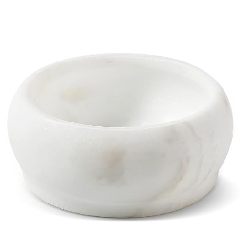 karibiber Marble Decorative Bowl, Natural Stone Candy Bowl for Coffee Table Decor, 4.7" Small White Fruit Bowl for Kitchen Counter,Versatile Catchall Key Entryway Table Centerpiece - color: White