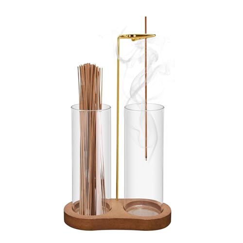 2-in-1 Incense Holder for Sticks: Incense Burner with Ash Catcher | Burner Holder for Home Room House Office Apartment Decor - Wooden Decorations Accessories for Meditation Yoga Spa