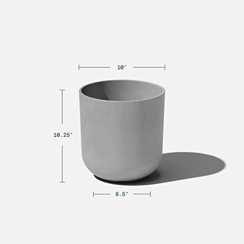 Veradek Round Lima Plastic Planter Pots for Indoor/Outdoor Garden Use, Gray, Suitable for Small to Large Succulent Plants, Flowers, Modern Interior Plants | Made From a Durable Plastic-Stone Composite With Pre-Drilled Drainage Holes. Modern Porch/Patio Dé