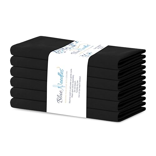 Blue Needles Solid Cloth Napkins Set of 6 Black 100% Cotton Dinner Napkins 18x18 inches - Soft, Reusable, Absorbent & Washable Linen, Ideal for Wedding Events Farmhouse Parties Hotel & Everyday Use - color: Black, size: 18" x 18" (Set of 6)
