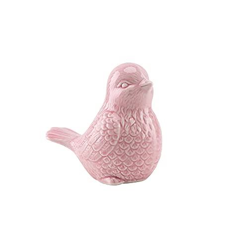 Cottage Ceramic Bird Figurine Ornaments,Animal Model Gift for Home Garden Statue Wedding Decor (Pink)