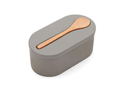 Fox Run 11725 Cement Double Salt Cellar with Spoon, 3 x 3.5 x 6.25 inches, Gray