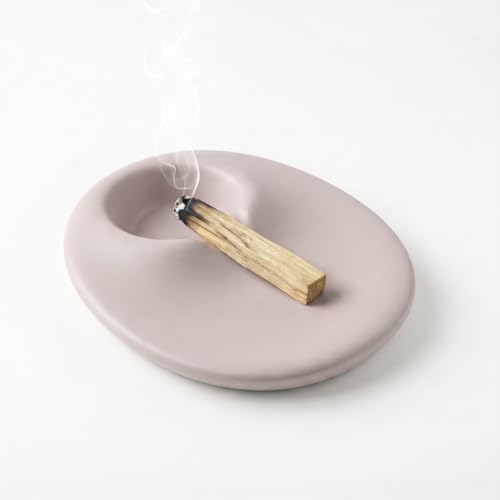 Warm Taupe Cement Palo Santo Holder, Incense Cone Burner – Minimalist Smudge Tray and No Mess Ash Catcher for Meditation, Yoga, Bedroom, Bathroom, Reading, Tea Time and Neutral Home Decor - color: Warm Taupe