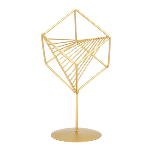 Gold Geometric Table Decor 3D Iron Geometric Sculpture for Living Room Study Office Home Decor 14x24cm