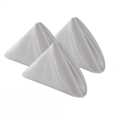 Bailarina Cloth Napkins Set of 80,17x17 inches Dinner Napkins Cloth Washable,Polyester Square Table Cloth Napkin Bulk with Hemmed Edges Ideal for Banquets, Parties and Weddings-Silver - color: Silver