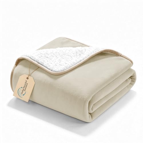 gogobunny Waterproof Bed Blanket, Reversible Sherpa Fleece Throw Blanket for Dog Puppy Cat, Furniture Cover Protects Bed Couch Sofa from Liquid Pee and Pet Fur (Cream, 25x35 inches) - color: Cream, size: 25x35 inches