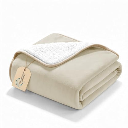 gogobunny Waterproof Bed Blanket, Reversible Sherpa Fleece Throw Blanket for Dog Puppy Cat, Furniture Cover Protects Bed Couch Sofa from Liquid Pee and Pet Fur (Cream, 25x35 inches) - color: Cream, size: 25x35 inches