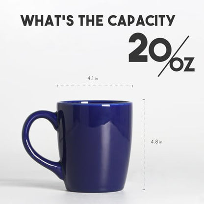 harebe 20 OZ Large Coffee Mug, Ceramic Tea Cup for Office and Home, Big Capacity with Handle, Cups for Men Women Mug Lovers, Microwave & Dishwasher Safe, Blue - color: Blue