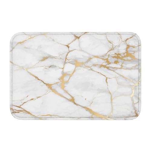White Marble Print Bath Mat Non-Slip Soft Microfiber Bathroom Rugs Washable Bathmat, Carpet Rug Entryway Decor for Tub Shower Room Floor, 24x16 Mat - color: Marble #01, size: 1'4" x 1'11" (Rectangular)