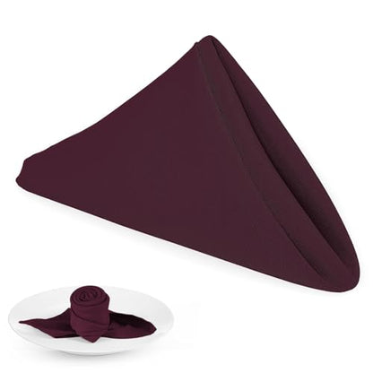 PLOYMONO Burgundy Cloth Napkins - 8 Pack 17" x 17" Polyester Dinner Napkins | Heavy Duty 180 GSM Cloth Napkins with Hemmed Edges - Great for Restaurants, Weddings, Parties, Banquets Dinner - color: Burgundy