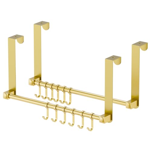 BOF Heavy Duty Over The Door Hooks, Door Hooks Hanger Organizer for Hanging | heavy duty door hanger hook, adjustable over the door hanger, overhead door hangers,thin over the door hooks - color: Gold