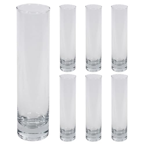 Koyal Wholesale Bud Vases, 7.5 Inch Clear Glass Cylinder, Set of 6