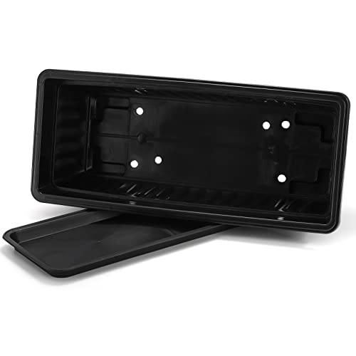 Fasmov 7 Pack 17 Inches Flower Window Box Plastic Vegetable Planters with Trays Vegetables Growing Container Garden Flower Plant Pot with 7 Pcs Plant Labels for Balcony, Patio, Garden, Black - color: 7pack,black