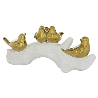 Deco 79 Porcelain Ceramic Bird Decorative Sculpture Home Decor Statue, Accent Figurine 14" x 5" x 6", Gold - size: 14" x 5" x 6"