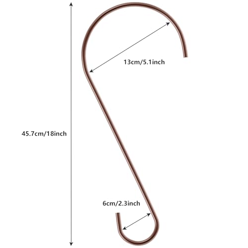 Hotop 6 Pieces Heavy Duty Big S Hooks Bird Feeder Rustproof Garden Stainless Steel Hook for Tree Branch, Kitchen, Bird House, Plants, Baskets, Lanterns and Bicycles(18 Inch,Bronze) - color: Bronze, size: 18 Inch
