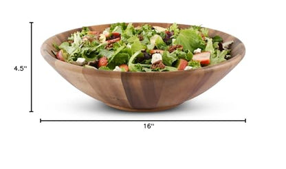 Arthur Court Extra Large Acacia Wood Salad Bowl - Wok Wave Style - 16 Inch Diameter x 4.5 Inch Tall - Perfect for Fruits and Salads - size: Wok