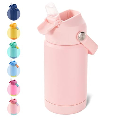 Kerilyn 12oz Kids Water Bottle, Stainless Steel Insulated Water Bottle for Kids, Toddler Cup With Straws Leak-proof, Toddler Water Bottles for School Boys Girls, BPA Free, Pink - color: Pink