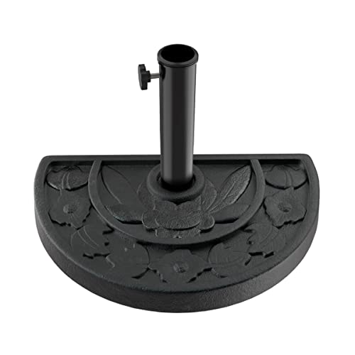 Half Round Umbrella Base - 20lb Weighted Semicircle Freestanding Resin and Concrete Umbrella Stand for Outdoor Use by Pure Garden (Black)